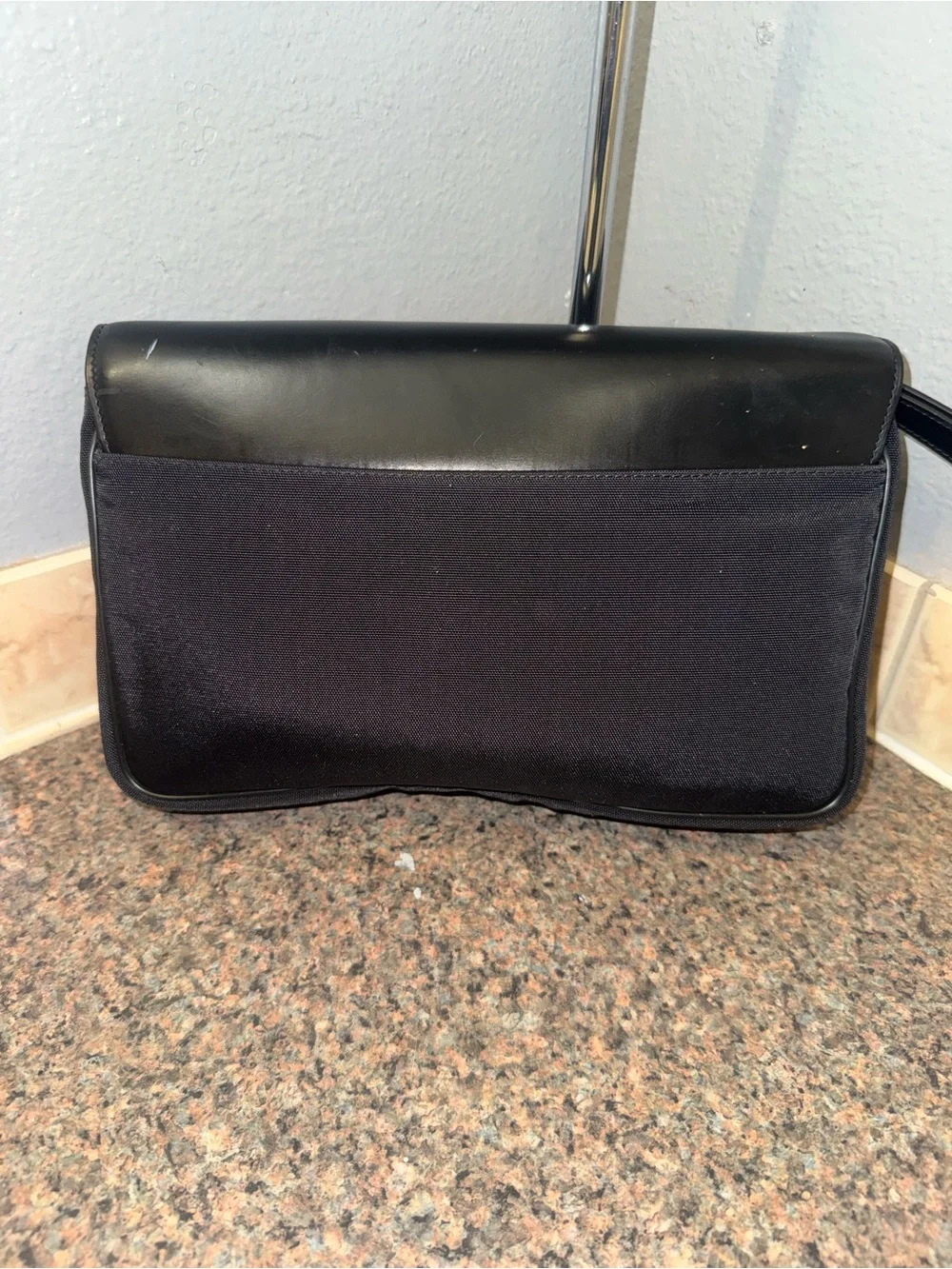Alfred Dunhill Black Leather & Canvas “Second Bag” Clutch retail $407